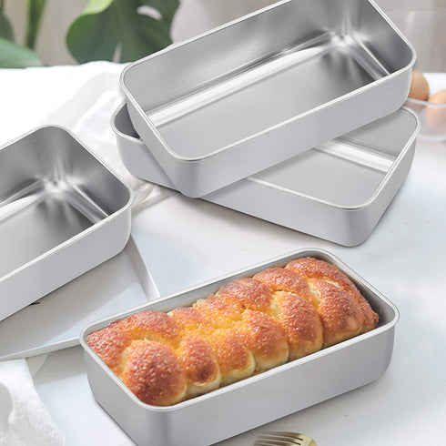 TeamFar Loaf Pan, 9¼" — 5" Bread Loaf Pans Meatloaf Pan Stainless Steel for Baking Bread Cake Lasagna, Healthy & Durable, Oven & Dishwasher Safe - Set of 4