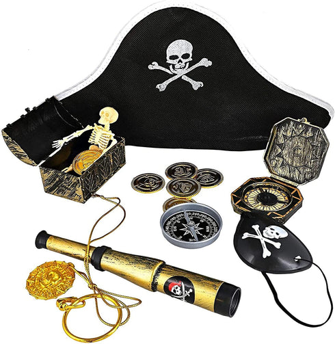 Pirate Party Favors - 100-Piece Toys & Accessories Set with Hats and Eye Patches for Kids Birthday Supplies Decorations
