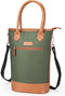 Tirrinia Insulated Wine Carrier Tote - Travel Padded 2 Bottle Wine/Champagne Cooler Bag with Handle and Adjustable Shoulder Strap, Great Wine Lover Gift, Olive