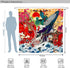 DESIHOM Cool Japanese Shower Curtain Funny Anime Octopus Shower Curtain Asian Wave Shower Curtain Ocean Theme Polyester Fabric-72" x 72"
