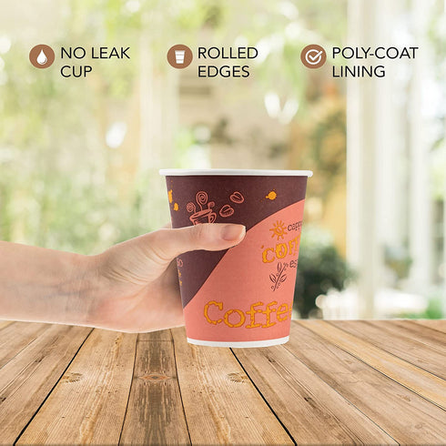 8 Oz. Disposable Paper Coffee Cup Set, 50-Pack Premium Cafe Coffee Cups with Black Lids - Grab 'n Go Cup and Lid Set, Travel Lid for Home, Office, Cafe, Restaurant (50 Count)