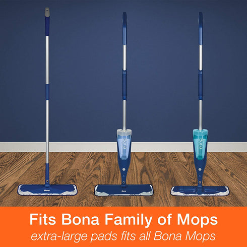 Bona Microfiber Pad 3-Pack includes Dusting, Cleaning, and Deep Cleaning Pad, for Hardwood and Hard-Surface Floors, fits Bona Family of Mops