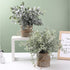 Artificial Topiaries Plants & Flowers, 4 Pcs Mini Plants Artificial Potted Set Fake Green Grass Plant Faux Plastic Topiary for Home Office Desk Bathroom Kitchen Counter Decoration (Nature)