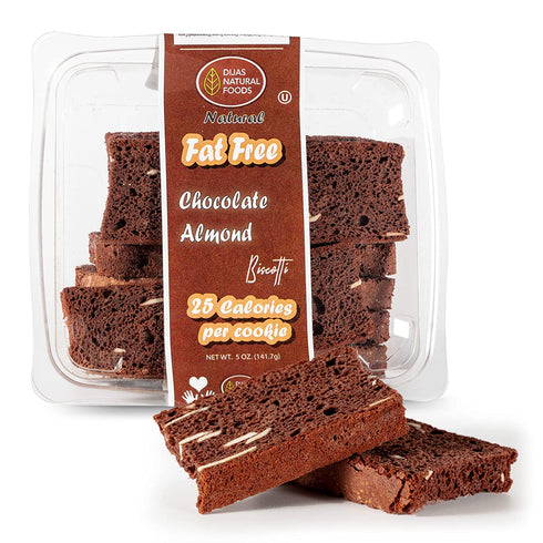 DIJAS Natural Foods, Crunchy Fat Free Biscotti Cookie, All Natural Preservative Free Ingredients, Delicious Low Calorie Snack (5 Ounces, Chocolate Almond)