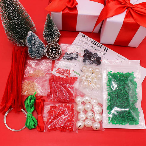 Christmas Beaded Craft Kit for Kids?30 Sets-Including 12 PCS Snowman/12 PCS Christmas Wreath /6PCS Snowflake - Xmas Holiday Ornaments for Party Tree Decorations