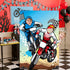 PANTIDE Motocross Photo Door Banner Backdrop Props, Large Satin Photo Background Face Photography Banner Decor Dirt Bike Theme Party Favor Supply Decorations Funny Party Games for Kids, 59 x 39 Inch