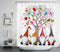HVEST Spring Gnome Shower Curtain Cute Gnomes Under Red Loving Heart Tree Colorful Birds Cardinals Shower Curtain Summer Fall Funny Bathroom Decor Waterproof Durable with 10 Hooks 69X70Inches