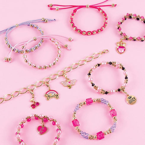 Make It Real - Juicy Couture Glamour Box Jewelry Set - Jewelry Box & Charm Bracelet Making Kit for Girls & Teens - Friendship Bracelet Kit with Beads, Chains, Charms & Jewelry Storage Box - Ages 8+