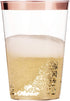 100 Rose Gold Plastic Cups 14 Oz Clear Plastic Cups Tumblers Rose Gold Rimmed Cups Fancy Disposable Wedding Cups Elegant Party Cups with Rose Gold Rim