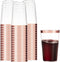 100 Rose Gold Plastic Cups 14 Oz Clear Plastic Cups Tumblers Rose Gold Rimmed Cups Fancy Disposable Wedding Cups Elegant Party Cups with Rose Gold Rim