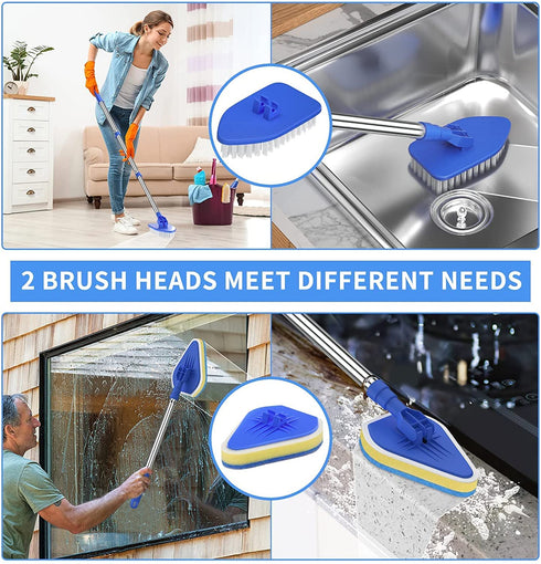 LMAIVE Shower Cleaning Brush, 36'' Shower Scrubber, Tile Tub Scrubber with Long Handle, Bathroom Brushes for Cleaning, Extendable Bathtub Scrubber Sponge, Scrub Brush with Long Handle for Floor