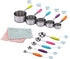 10 Piece Stainless Steel Measuring Cups and Spoons Set with Scrub Sponge Including 5 Piece Measuring Cups and 5 Piece Measuring Spoons, for Dry and Liquid Ingredients