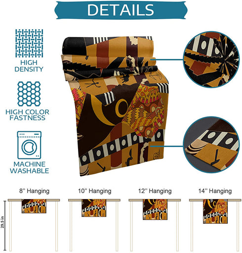 LeoHome African Black Woman Cotton Linen Rectangle Table Runners 13''x70'', Elephant and Giraffe Luxury Table Runners for Wedding Party Banquet Dinner Decor