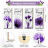 4 Pieces Flower Pictures Wall Decor Living Room Hanging Pictures Wooden Art Wall Decor Wall Art Pictures Thankful Grateful Blessed Home Decoration (Purple)