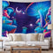 Obsecolors Trippy Mushroom Tapestry Moon and Star Wall Tapestry Galaxy Tapestry Starry Sky Tapestry UFO Tapestry Wall Hanging for Living Room Bedroom