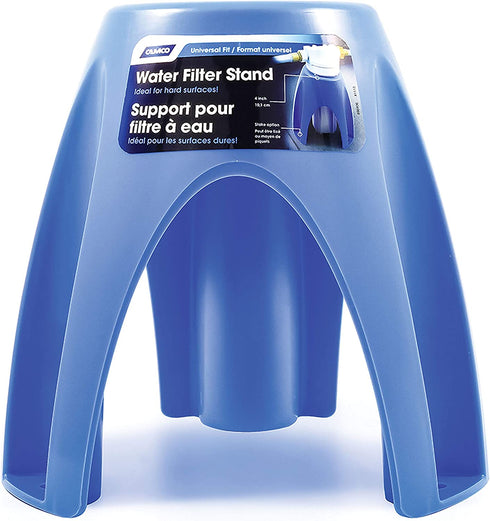 Camco - 21018 Universal Fit Plastic Water Filter Stand- Supports Water Filter in Upright Position To Reduce Hose Kinking and Maximize Water Flow Rate, Fits 4-Inch Filters - 40775