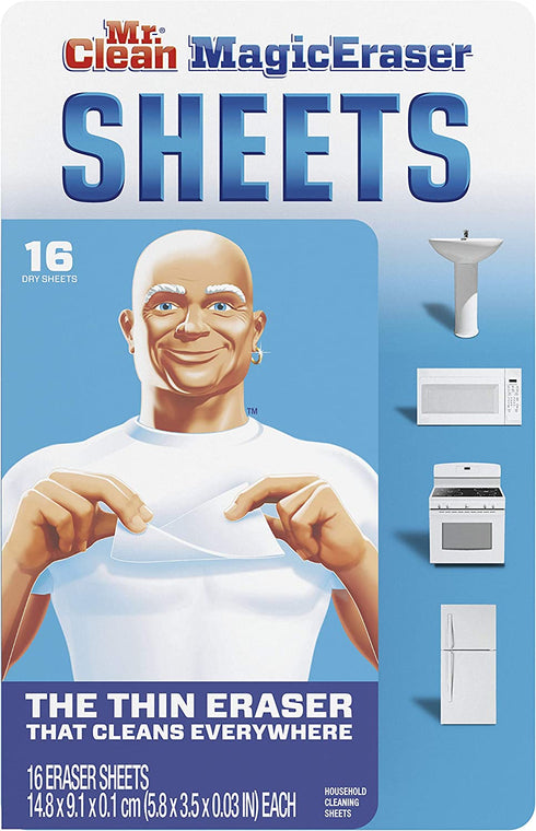 Mr. Clean Magic Eraser Cleaning Sheets, The Power of a Magic Eraser in a Thin, Flexible, Disposable Sheet, 16 Count
