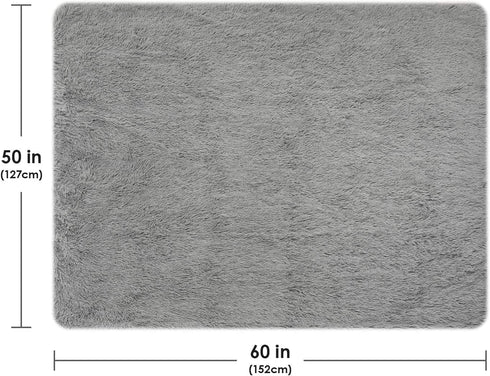 Toneed Comfy Fuzzy Throw Blanket for Home Decor, Plush Faux Fur Blankets, 50'' x 60'' Furry Sherpa Reversible Fleece Blanket for Girl Room, Office, Sofa, Couch and Bed, Grey