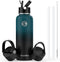 Sports Water Bottle with Straw Lids, Yoehka 40 OZ Stainless Steel Vacuum Insulated Water Bottles, Double Wall Thermo Mug Keeps Beverages Hot and Cold, with Cleaning Brush (Fancy)