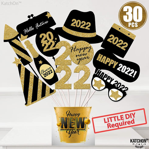 New Years Photo Booth Props 2022 Pack of 30, New Year Props | New Years Eve Party Supplies 2022, New Years Photo Props 2022 | New Years Photo Props 2022, Happy New Years Decorations, Little DIY