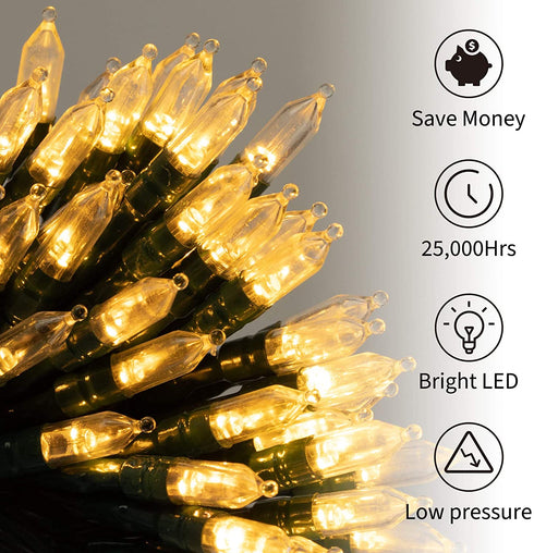 Battery Operated Christmas Lights 2 Pack 17.7 Feet 50 LED Clear Mini String Lights with 8 Modes Waterproof Tree Lights for Xmas Outdoor Indoor Holiday Party Garden Decor, Warm White