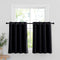 RYB HOME Half Window Kitchen Curtains Valances, Grommet Top Bedroom Blackout Window Treatment Tiers Short Curtains Energy Saving Drapes for Bedroom, 52 Width by 36 Length, Black, Set of 2