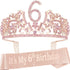 6th Birthday Gifts for Girl, 6th Birthday Tiara and Sash, 6th Birthday Decorations for Girl, 6th Birthday Crown and Sash for Girl, Birthday Crowns for Girl 6, Birthday Gifts for 6-Year-old Girl