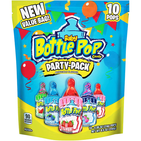 Baby Bottle Pop Christmas Bulk Variety Party Pack - Individually Wrapped Lollipops W/ Powdered Sugar Dip In Assorted Fruity Flavors - Perfect Candy For Stocking Stuffers & Christmas Parties 0.85 Ounce, 10 Count (Pack of 1)
