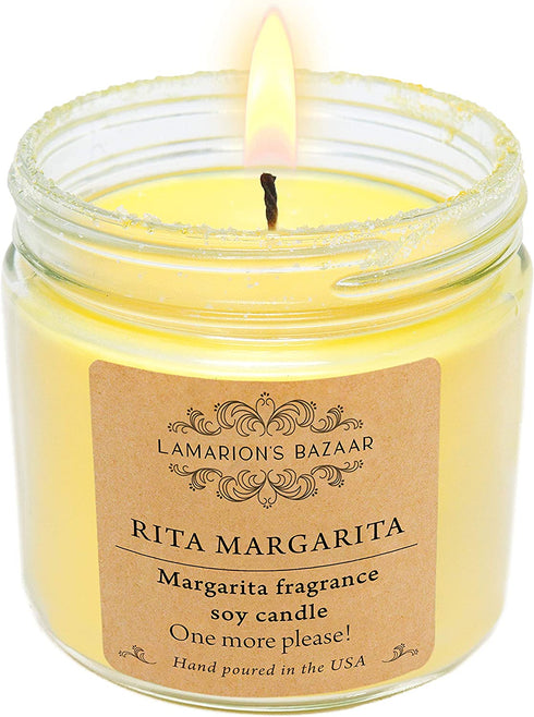 Rita Margarita - Lime Margarita Fragrance - Decorated with Salt - Large Soy Candle in a Kraft Box