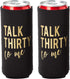 Talk Thirty To Me Can Coolers, 30th Birthday Party Coolies, Set of 12, Black/White/Pink and Gold Thirtieth Birthday Cup Coolers, Perfect for Birthday Parties, Birthday Decorations (Black, Slim)