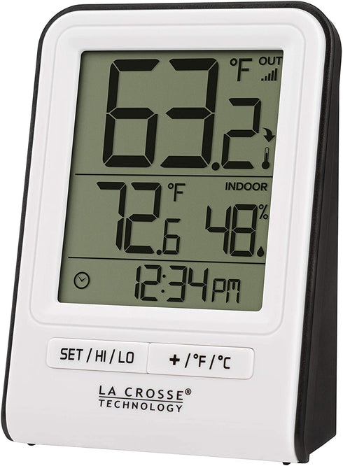 La Crosse Technology 308-1409WT-CBP Wireless Temperature Station with Time,White,