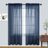 Navy Blue Sheer Curtains 108 Inches Long for Living Room 2 Panel Sets Dark Blue Window Curtains for Bedroom 52x108 Inch Length