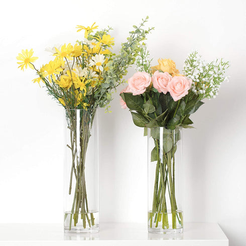 WGV Cylinder Vase, Diameter 5", Height 12", Clear Glass Floral Planter Container, Tall Centerpiece Arrangement for Wedding Party Event Home Office Decor, 1 Piece