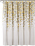 Lush Decor Weeping Flower Shower Curtain-Fabric Floral Vine Print Design, 72 x 72, Yellow & Gray