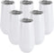 6 Pack Stemless Double Insulated Champagne Flute Tumbler with Lid, 6 Oz Unbreakable Reusable Cocktail Champagne Toasting Glasses, Good Gift for Friends Family Christmas Birthday, White