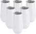 6 Pack Stemless Double Insulated Champagne Flute Tumbler with Lid, 6 Oz Unbreakable Reusable Cocktail Champagne Toasting Glasses, Good Gift for Friends Family Christmas Birthday, White