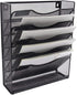 Klickpick Office 5 Sections Hanging Files Wall Mounted Metal Mesh Document File Organizer Magazine Holder Rack Desk Organizer Racks Multipurpose Use To Display File(Black, 5 tray wall racks New style)