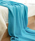 Sylanfia Blue Throw Blanket for Couch, Thin Woven Bed Throw with Pompom for Sofa, Knitted Throw Blanket for Home Decor, Suitable for All Season Rustic Blanket 50"x 60"
