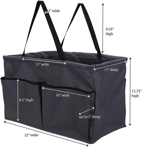Household Essentials Grey Krush Canvas Utility Tote with Pockets | Reusable Grocery Shopping Bag, Large