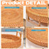 Rattan Basket Trays, Round Wicker Tray with Wooden Handle, Wicker Baskets Tray Rattan Round Handmade, Woven Rattan Serving Boho Tray for Coffee Table Decor (9.4inch / 23.8cm)