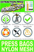 Extraction Proz 2.5 x 4.5 Inch Nylon Micron Screen Mesh Tea Filter Press Bags 25 Pack (90 Micron)