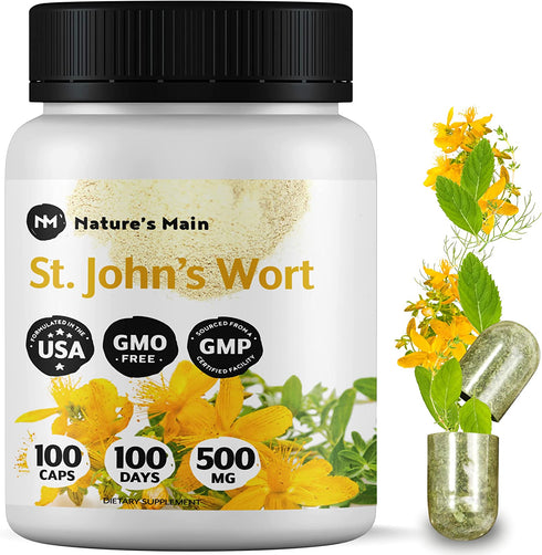 St Johns Wort Capsules Natural Relaxation Supplements, Mood Enhancer ? Max Strength 1000 mg ? 100 St Johns Wort Happy Pills