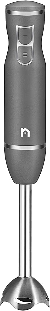 New House Kitchen Immersion Hand Blender 2 Speed Stick Mixer with Stainless Steel Shaft & Blade, 300 Watts Easily Food, Mixes Sauces, Purees Soups, Smoothies, and Dips, Silver (NH19-RBR-S-SILVER)