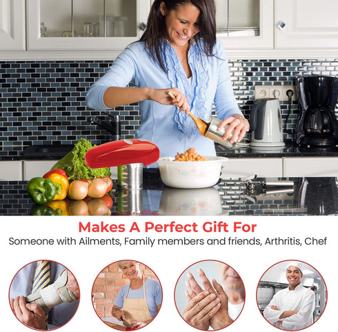Hystrada Electric Can Opener - No Sharp Edge Handheld Can Opener - Battery Operated Can Opener - Easy One-Touch Operation Can Opener - Automatic Can Opener Works on All Types of Cans (Red)