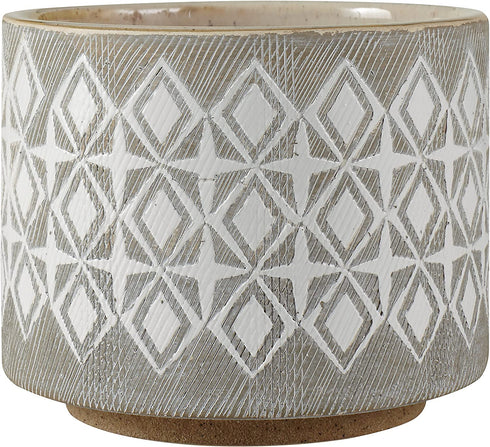Amazon Brand Rivet Geometric Ceramic Planter Pot, 4.1"H, Grey
