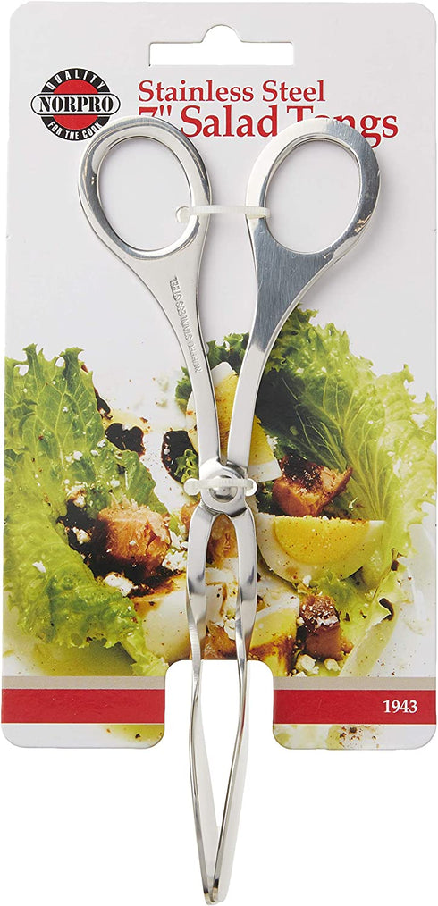 Norpro, Silver Stainless Steel Serving Tongs, 7.5 INCH