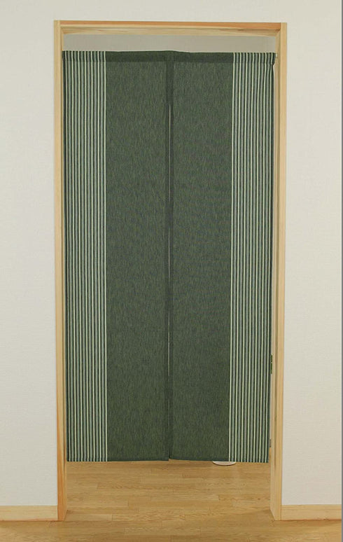 Narumi Vertical Stripe Cotton Cloth Japanese Noren Curtain Tapestry (Dark Green)