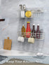 SMARTAKE 2-Pack Shower Caddy, Combined Bathroom Shelf with Soap Dish and Hooks for Hanging Razor Brush Sponge, Wall Mounted Rustproof Basket with Adhesive, No Drilling, 304 Stainless Steel, Silver