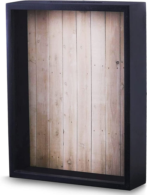 Shadow Box Display Case Black Wooden Shadow Box Frame - Showcase Bottle Caps, Shells, Ticket Stubs, Airline Tickets, Ideal for Memorabilia Photos, Flowers, & Medals (10 x 8 in)