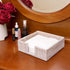Rattan Napkin Guest Towel Holder For Kitchen 7.5 x 7.5 x 2.5 inches Square Wicker Tissue Paper Holder Caddy for Dining Table Flat Woven Boho Napkins Dispenser for Dinner (Luncheon, White Wash)